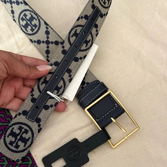 Tory burch T monogram 1.5 mavy blue Belt size small - Picture 6 of 7